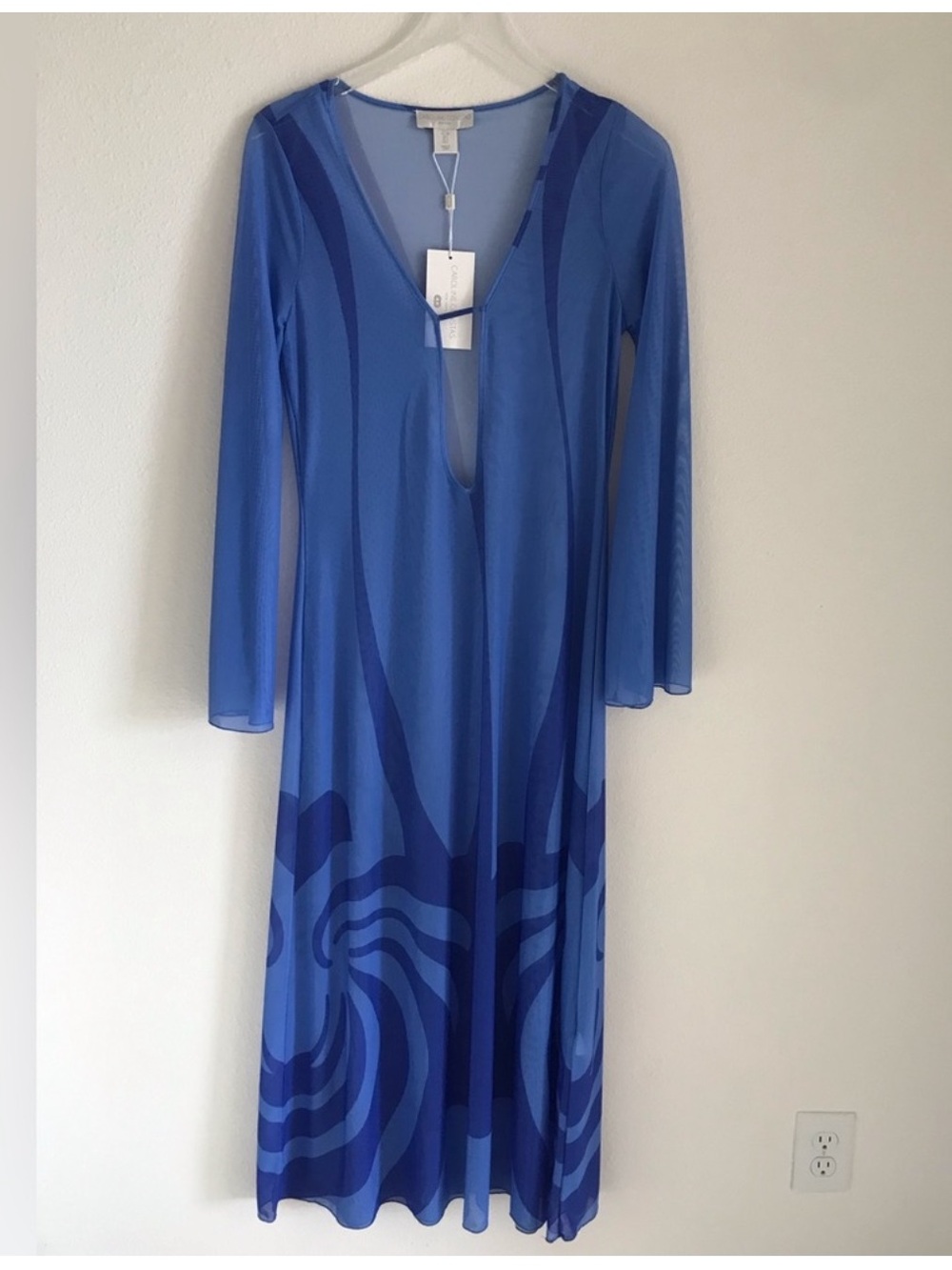 Caroline Constas Blue Wave Sheer Beach Cover Up - Picture 5 of 10